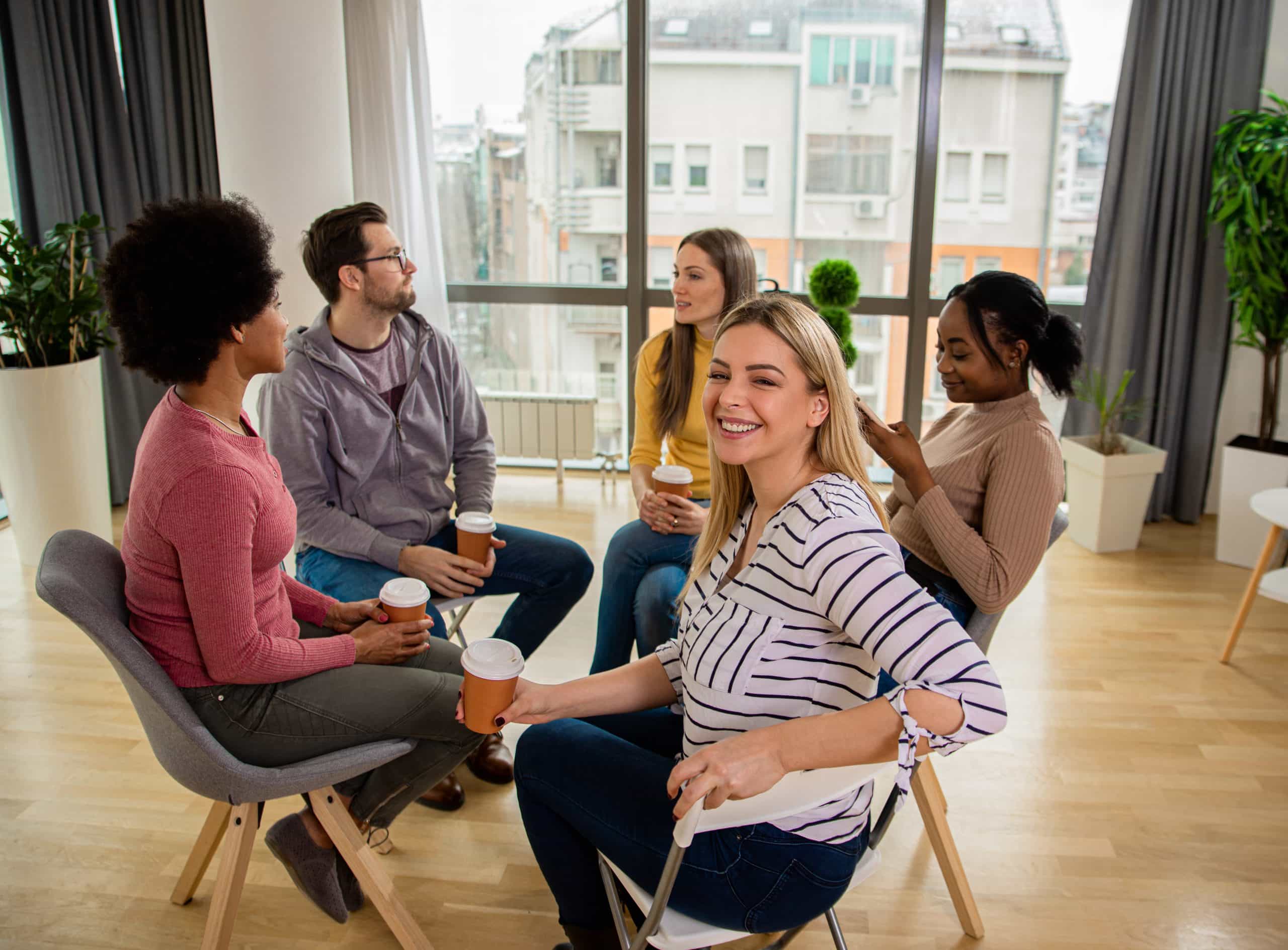 Diverse group therapy session